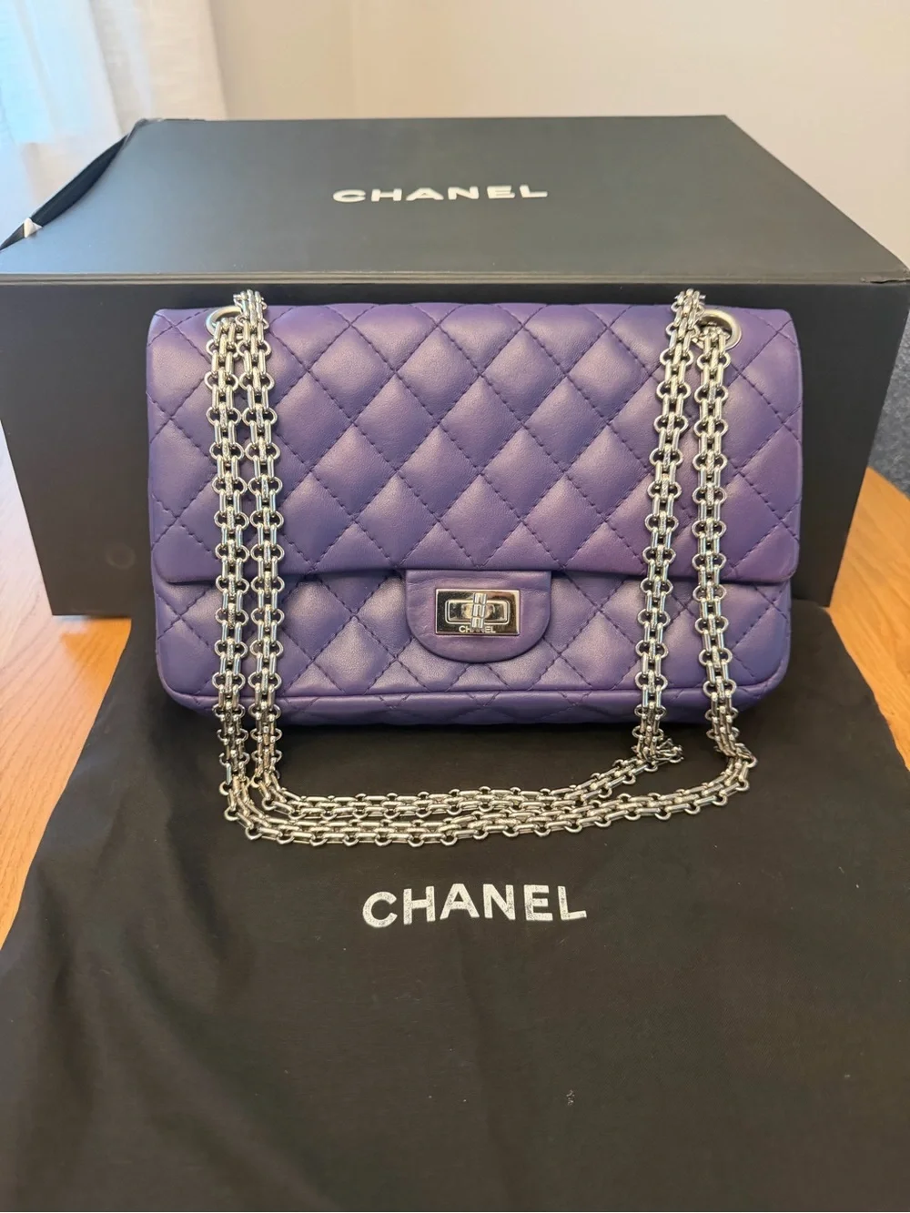 Authentic Purple CHANEL 2.55 Reissue - Lambskin FULL INCLUSION